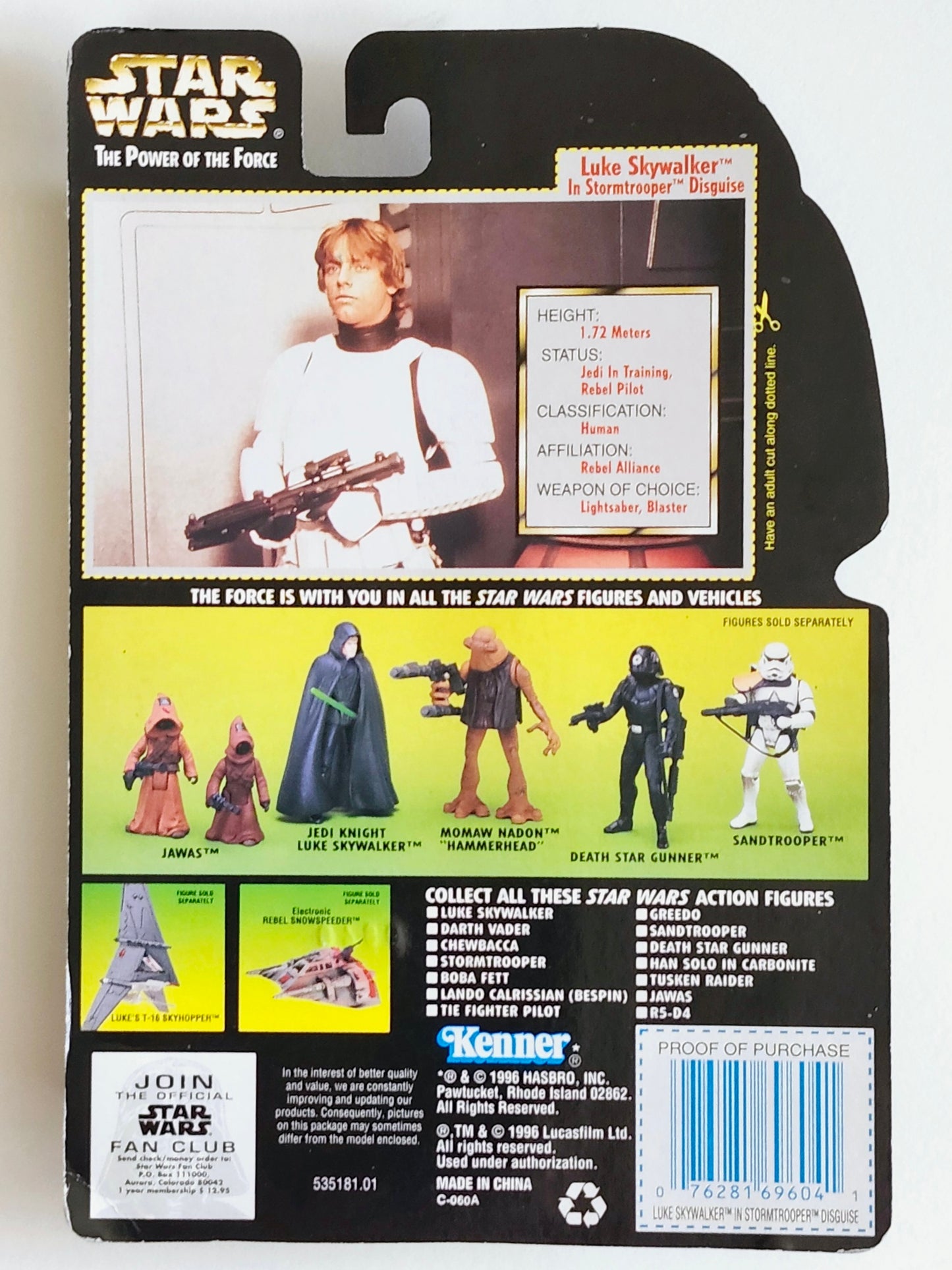Star Wars: Power of the Force Luke Skywalker in Stormtrooper Disguise (Hologram Card) 3.75-Inch Action Figure
