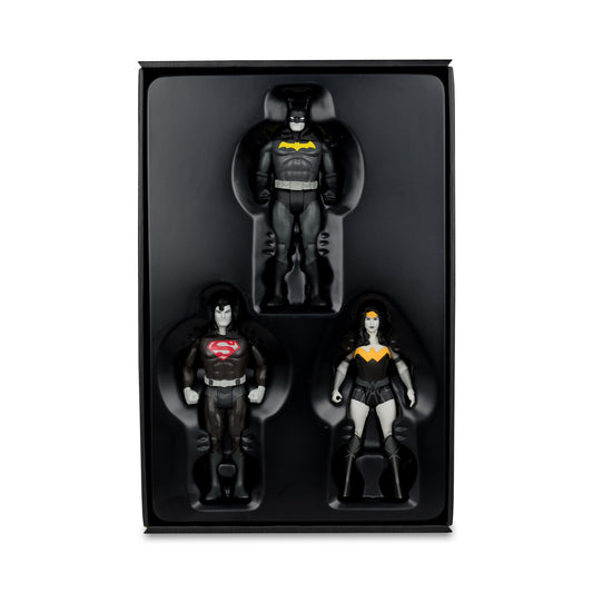 DC Super Powers Gold Label SDCC 2024 Batman, Superman, & Wonder Woman Black & White Accent Edition Action Figure 3-Pack
