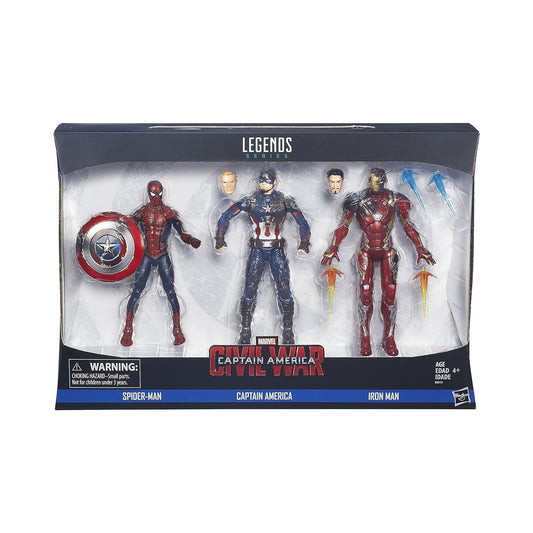 Marvel Legends Captain America: Civil War Action Figure 3-Pack (Spider-Man, Captain America, Iron Man)