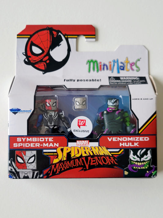 Spider-Man Maximum Venom Minimates Exclusive Symbiote Spider-Man & Venomized Hulk Action Figures