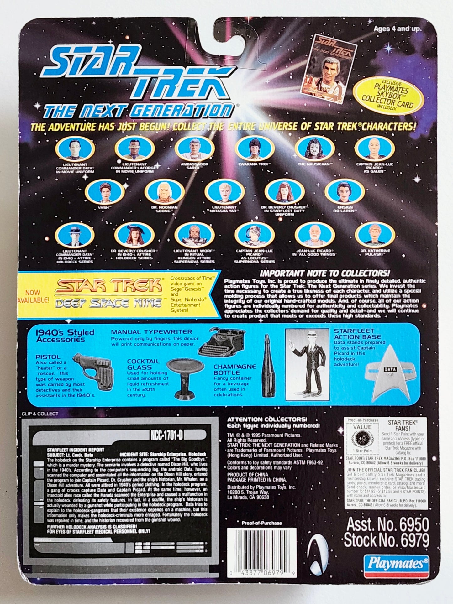 Star Trek: The Next Generation Holodeck Series Lieutenant Commander Data in 1940s Attire 4.5-Inch Action Figure