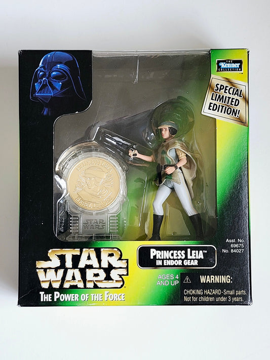 Star Wars: Power of the Force Special Edition Millennium Coin with Princess Leia in Endor Gear 3.75-Inch Action Figure