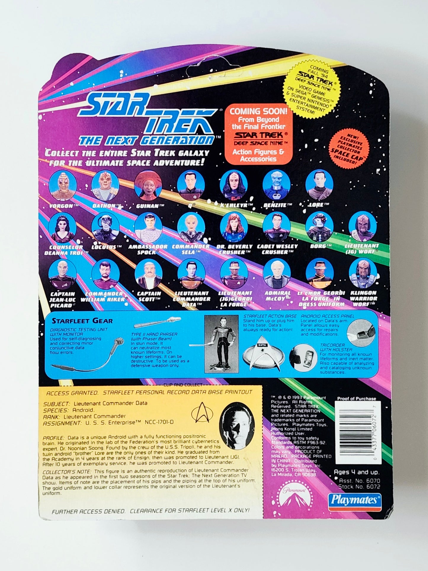 Star Trek: The Next Generation Lieutenant Commander Data in 1st Season Uniform with Space Cap 4.5-Inch Action Figure