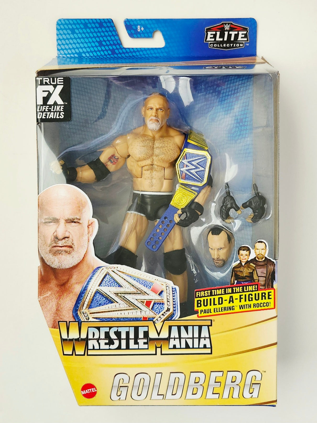 WWE Elite Wrestlemania Goldberg Action Figure and Paul Ellering with Rocco Build-A-Figure Piece