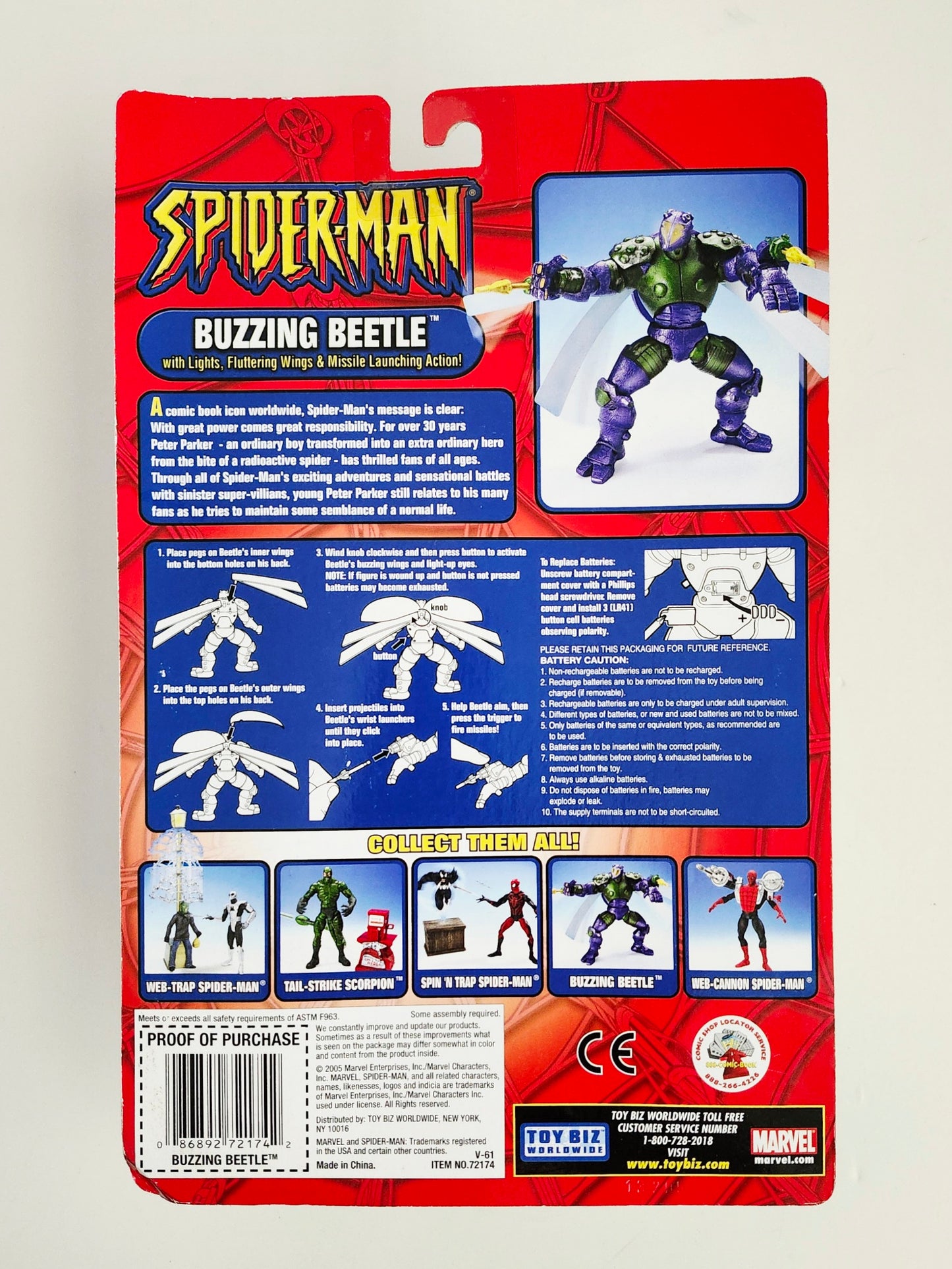 Spider-Man Classics Buzzing Beetle with Lights, Fluttering Wings, & Missile Launching Action 6-Inch Scale Action Figure