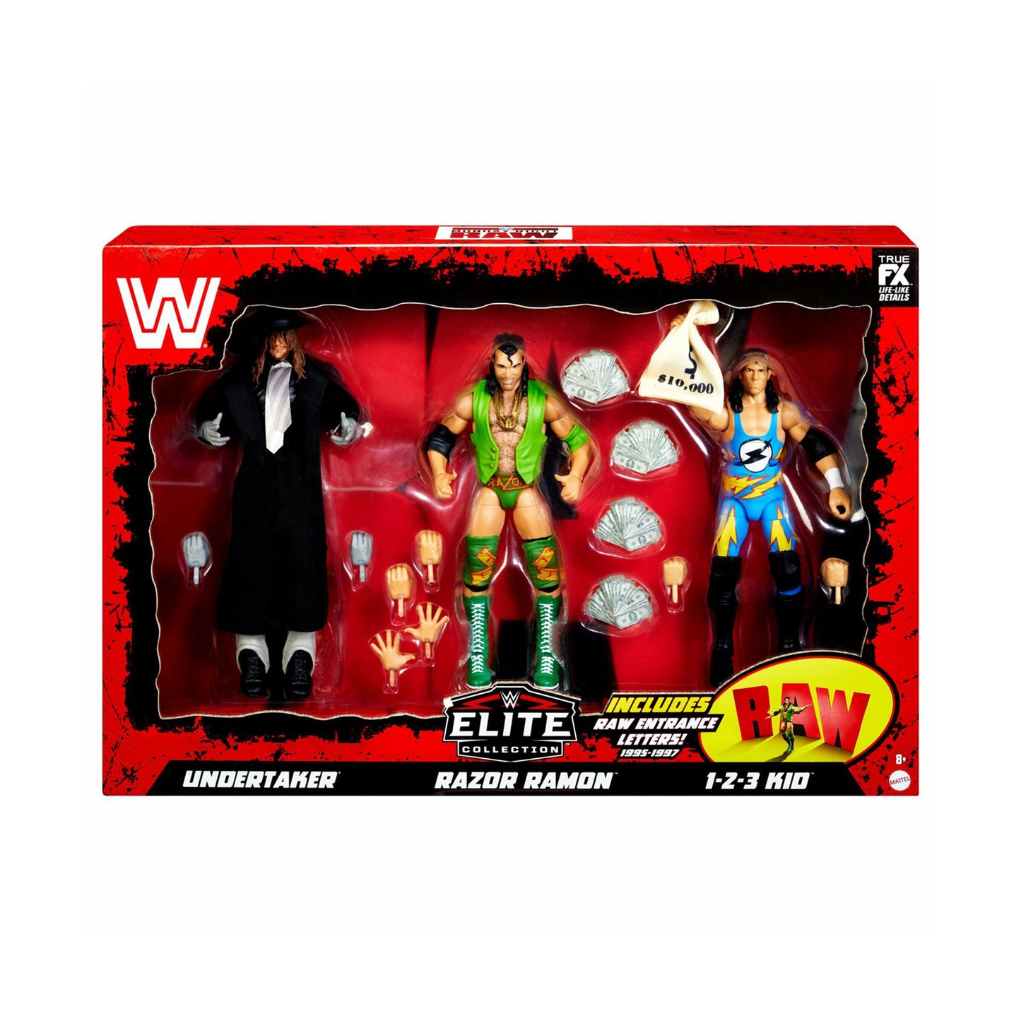 WWE Elite Collection 30th Anniversary Raw Undertaker, Razor Ramon, & 1-2-3 Kid Exclusive Action Figure 3-Pack