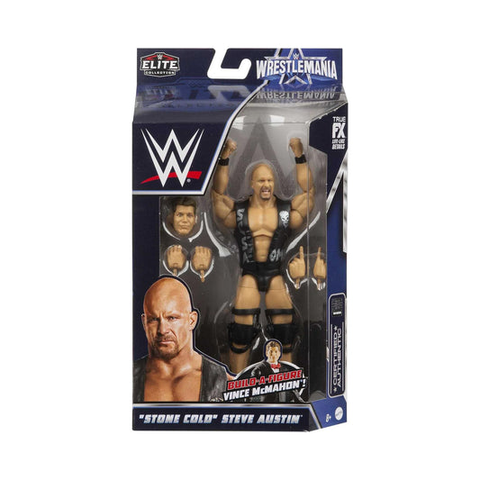 WWE Elite Wrestlemania "Stone Cold" Steve Austin Action Figure and Vince McMahon Build-A-Figure Pieces