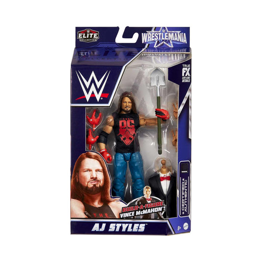 WWE Elite Wrestlemania AJ Styles Action Figure and Vince McMahon Build-A-Figure Pieces