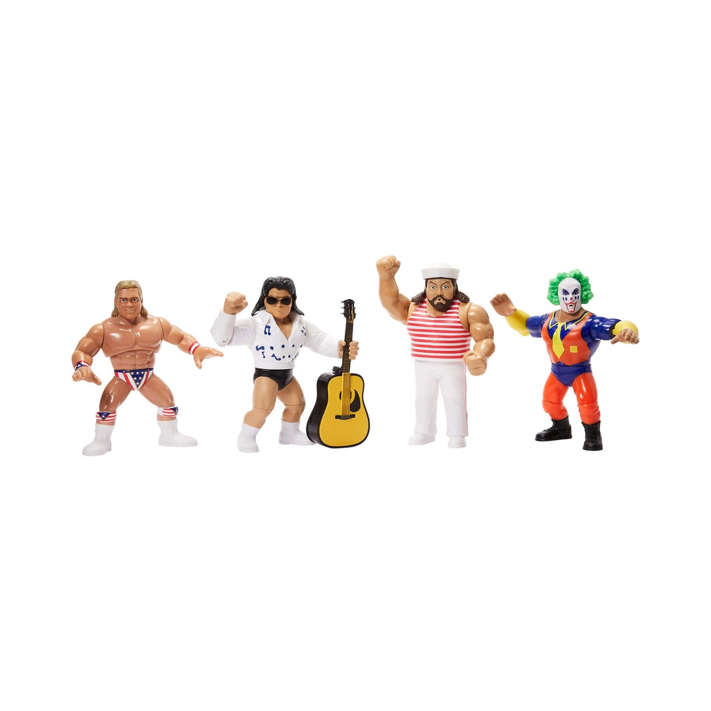 WWE Retro Wave 3 Action Figure 4-Pack Bundle (Lex Luger, Greg "The Hammer" Valentine, Doink the Clown, and Tugboat)