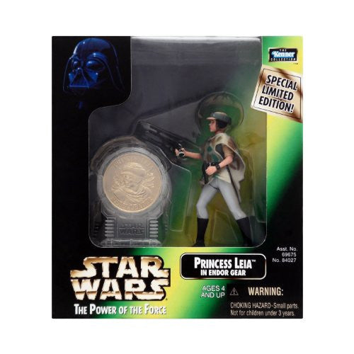 Star Wars: Power of the Force Special Edition Millennium Coin with Princess Leia in Endor Gear 3.75-Inch Action Figure