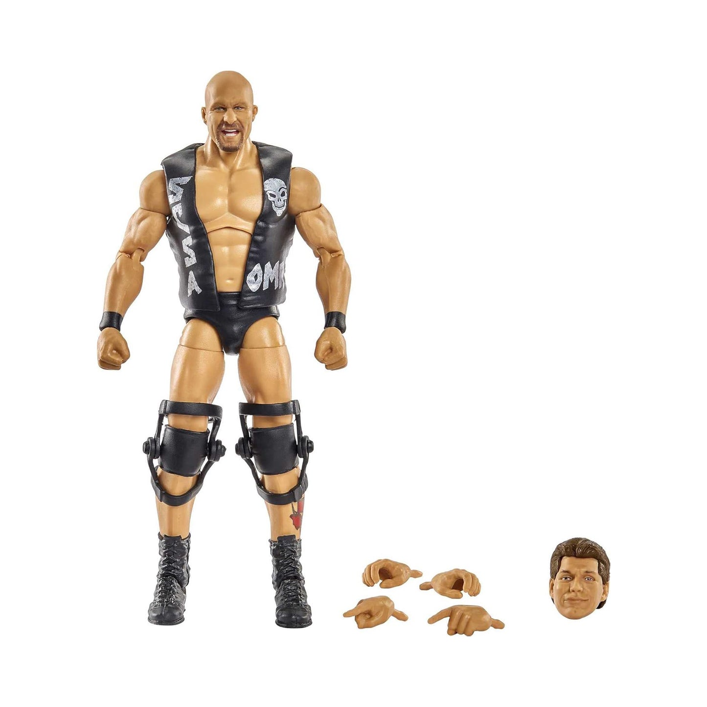 WWE Elite Wrestlemania "Stone Cold" Steve Austin Action Figure and Vince McMahon Build-A-Figure Pieces