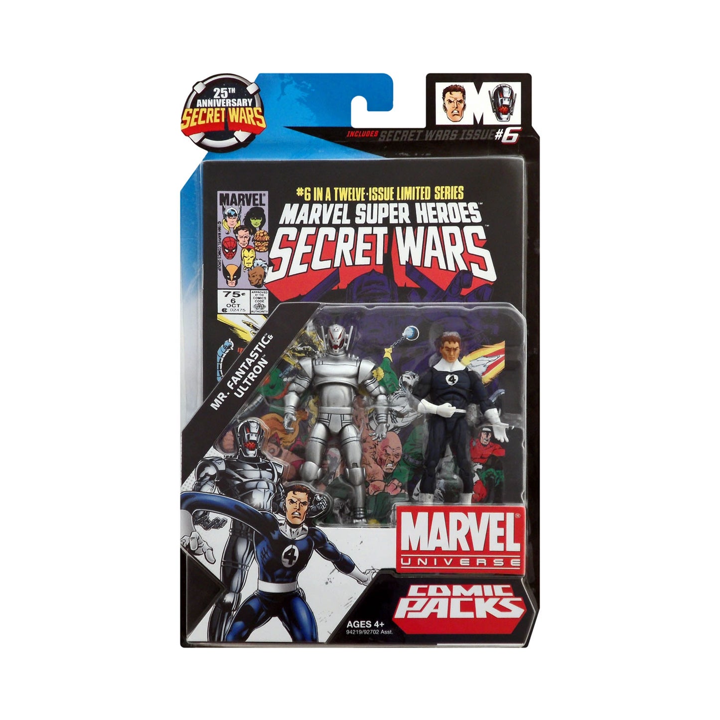 Marvel Universe Mr. Fantastic & Ultron 25th Anniversary Secret Wars 3.75-Inch Action Figure Comic Pack